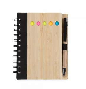 Bloco de Anotações Bambu com Caneta.
